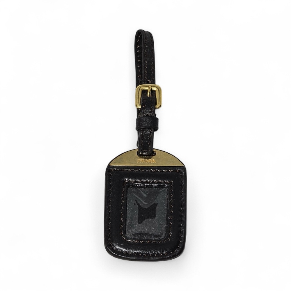 Prada leather ID tag brown
